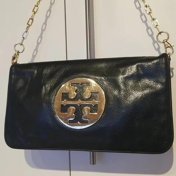 Tory Burch Suki Reva Leather Clutch Shoulder Bag